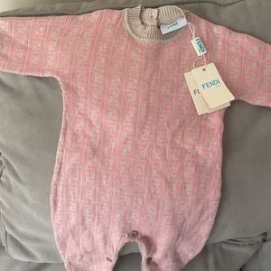 New Infant Fendi Sweater Romper & Hat size 6 months